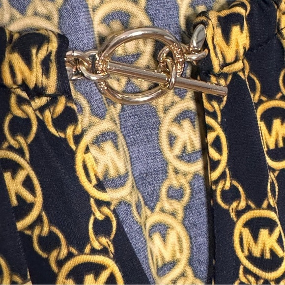 Michael Kors logo monogram black gold stretch tunic blouse top size L - Picture 6 of 10